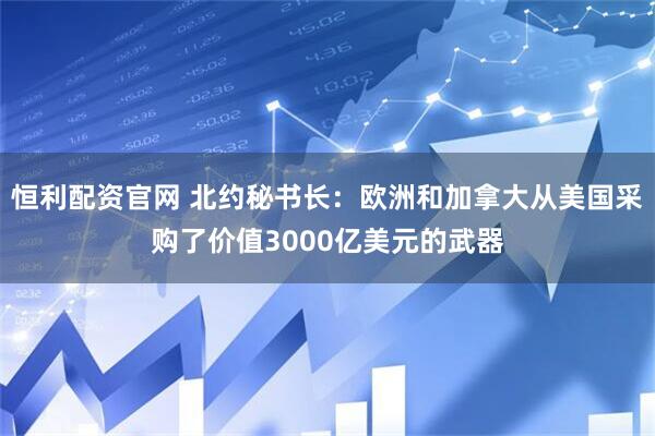 恒利配资官网 北约秘书长：欧洲和加拿大从美国采购了价值3000亿美元的武器